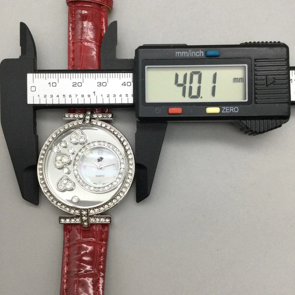 Accutime Watch Women 40mm Silver Tone MOP Dial Floating Crystals New Battery